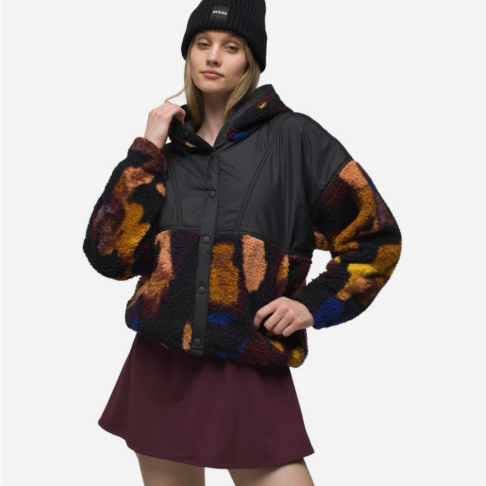 BNWT Prana Black and Multicolor Jacket with Hood